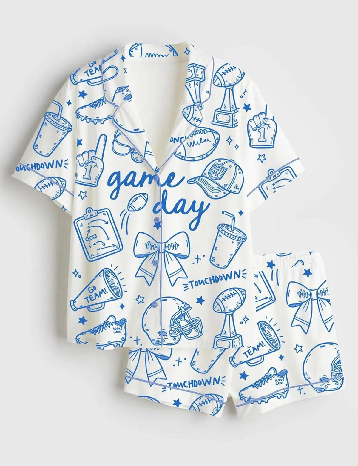 Football Satin Pajama Set Game Day Women Fan Sleepwear Gift