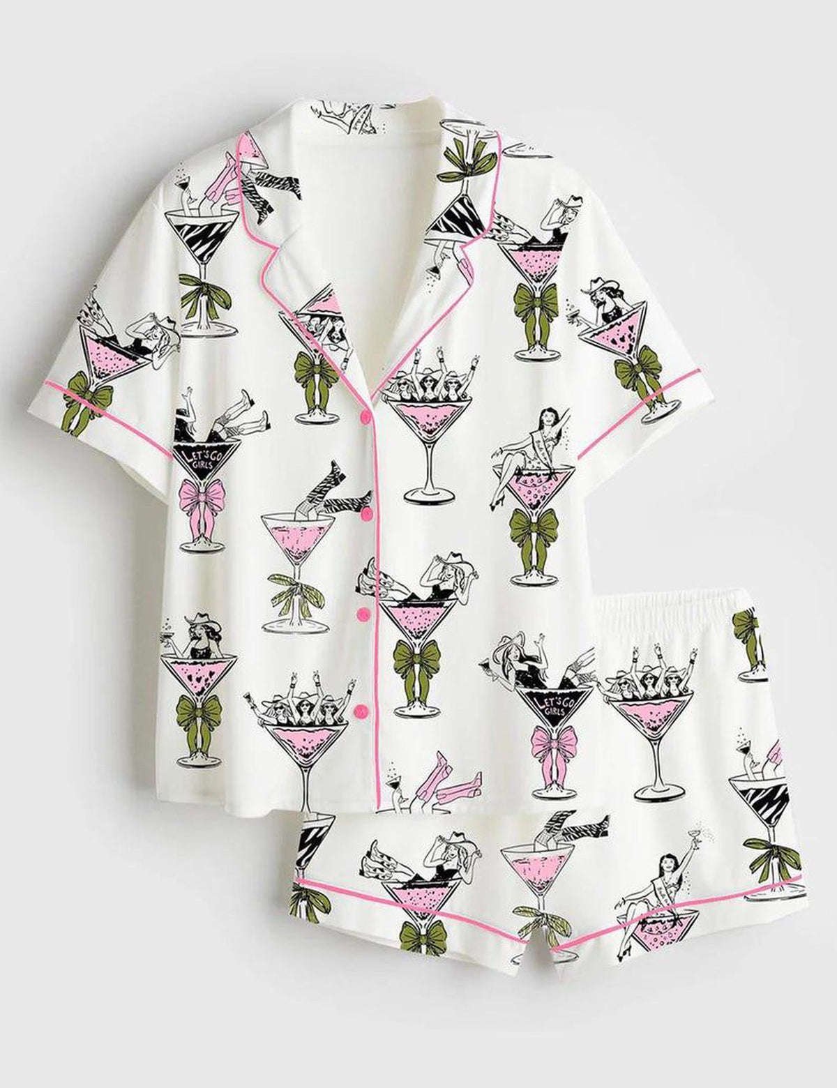 Girls Trip Pajama Set Women Bachelorette Party Cocktail Short Sleeve Gift