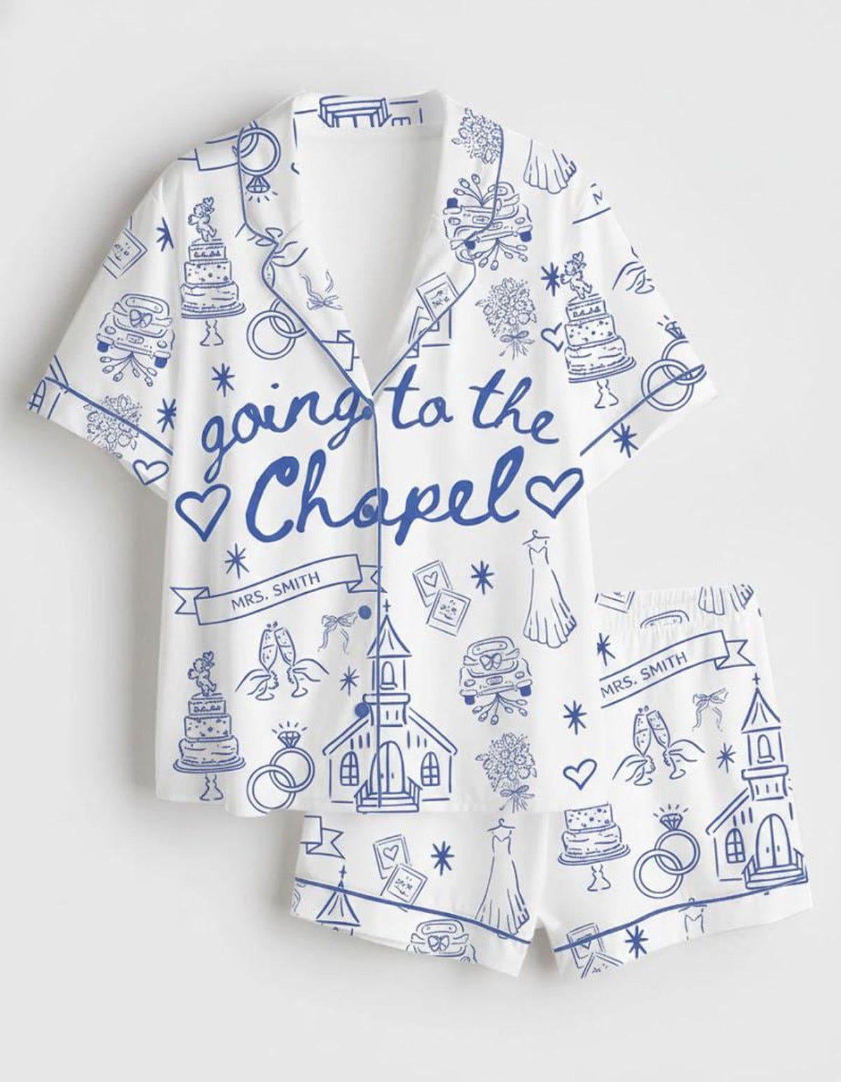 Chapel Wedding Pajama Set Bride Gift Sleepwear