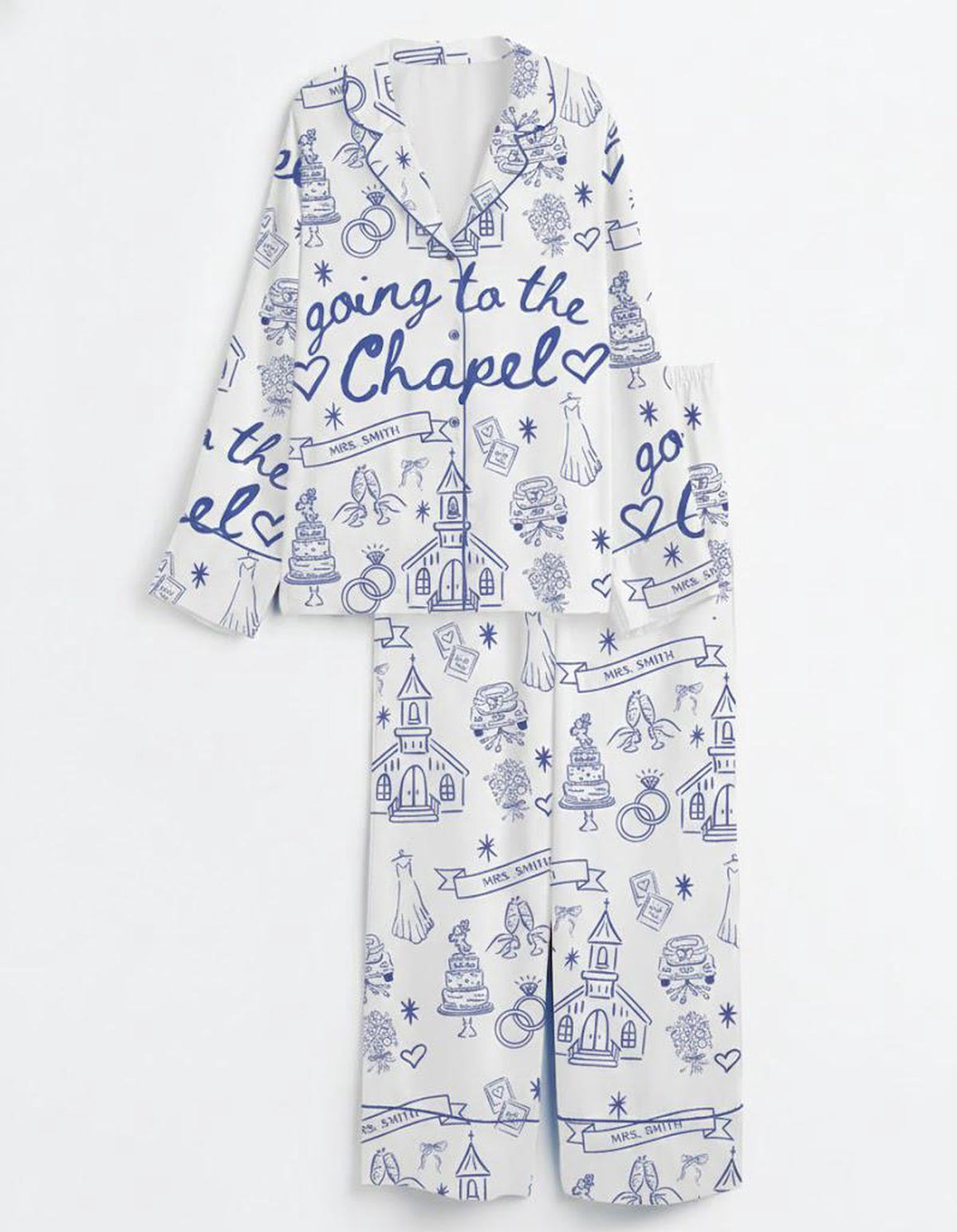 Chapel Wedding Pajama Set Bride Gift Sleepwear
