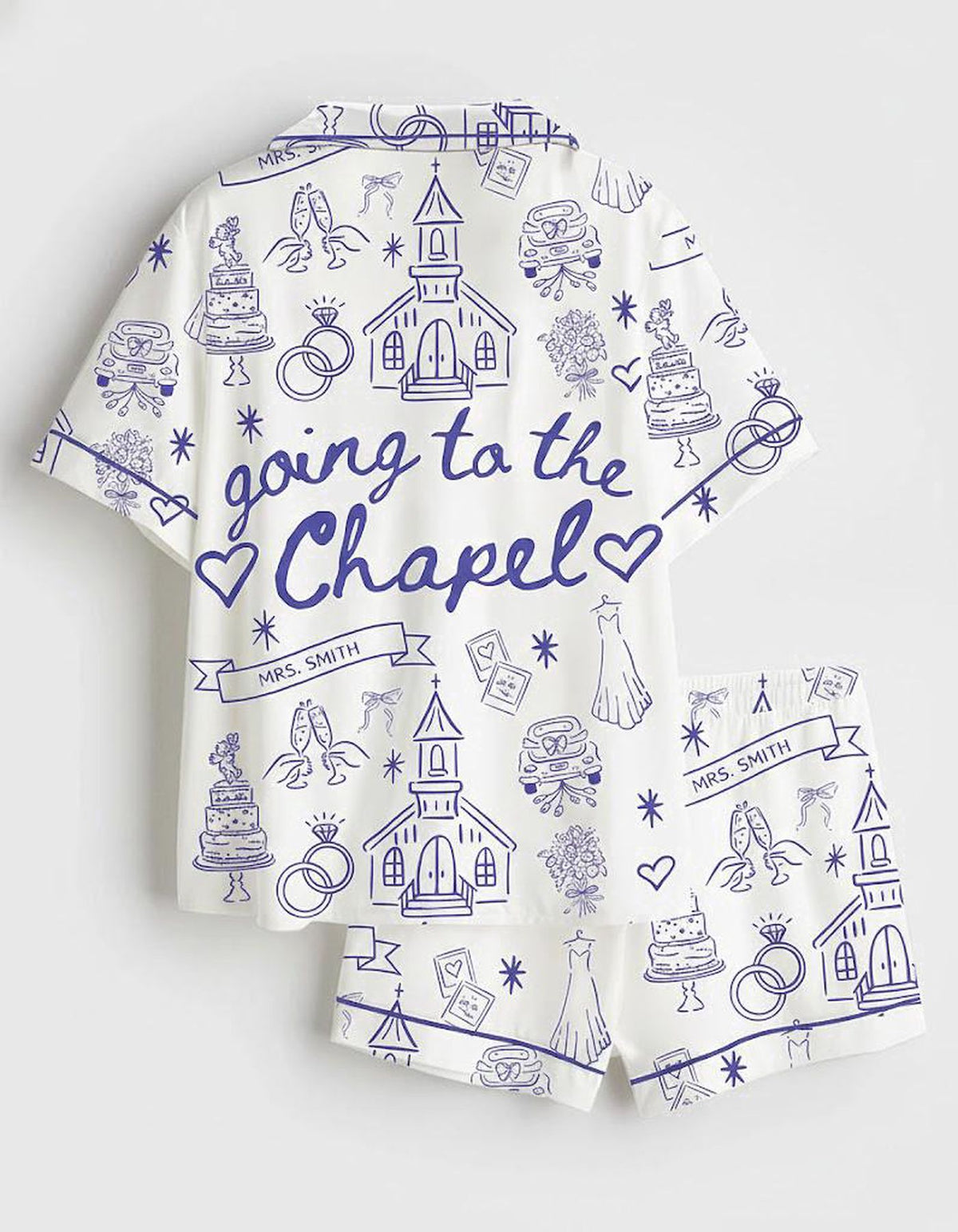 Chapel Wedding Pajama Set Bride Gift Sleepwear