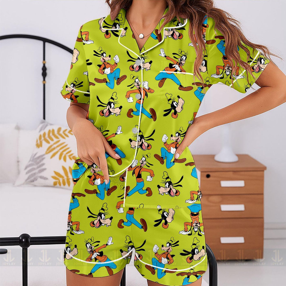 Goofy Emotions Satin Pajamas Unisex Long Sleeve Short Styles