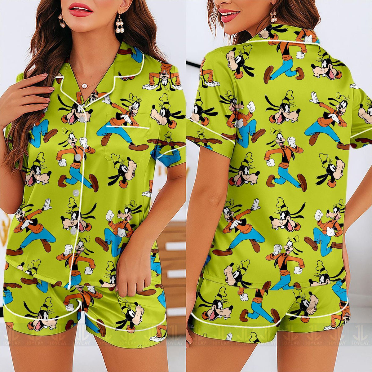 Goofy Emotions Satin Pajamas Unisex Long Sleeve Short Styles