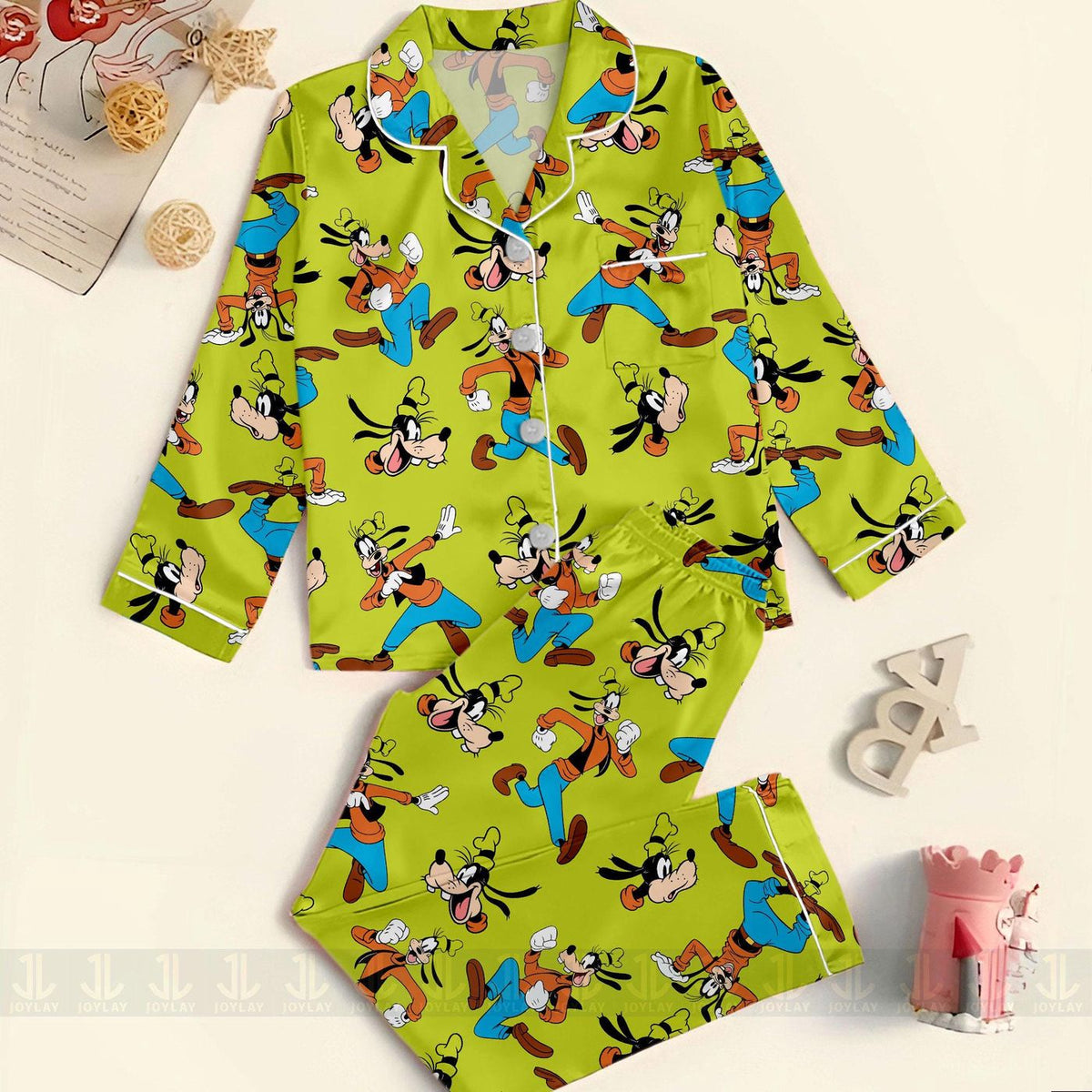 Goofy Emotions Satin Pajamas Unisex Long Sleeve Short Styles