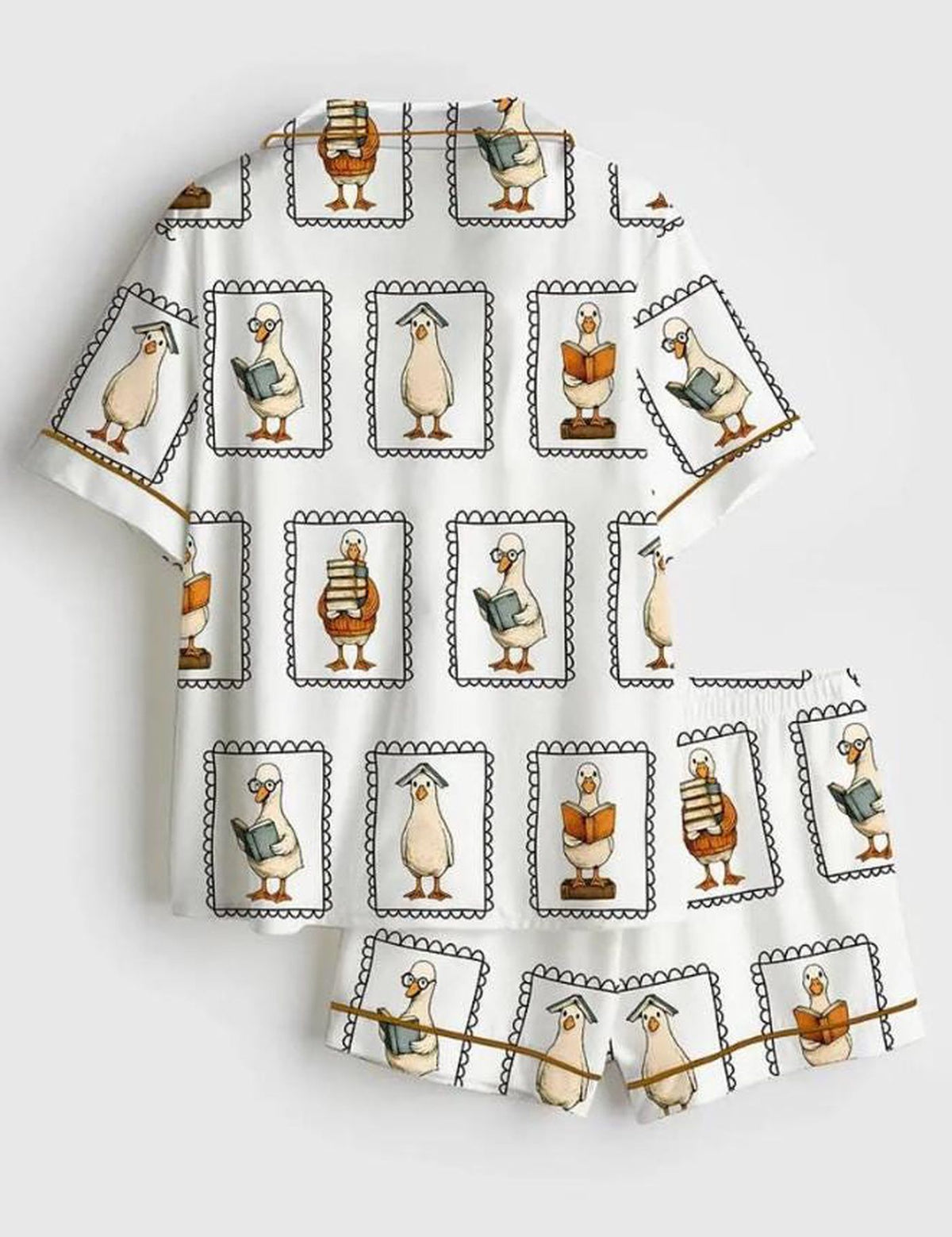 Goose Bookish Pajamas Set: Reading Duck Loungewear Gift for Book Lovers
