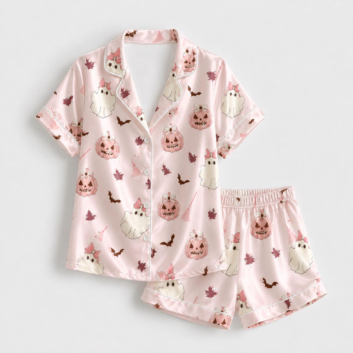 Spooky Halloween Keepsake Satin Pajama Set - Timeless October Design