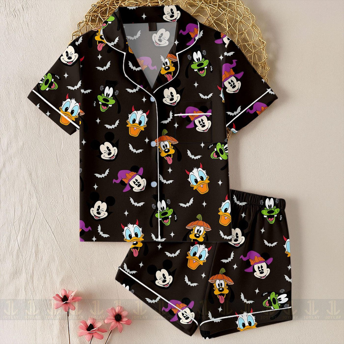 Halloween Kids Mouse Friends Spooky Satin Pajama Set Sleepwear Youth