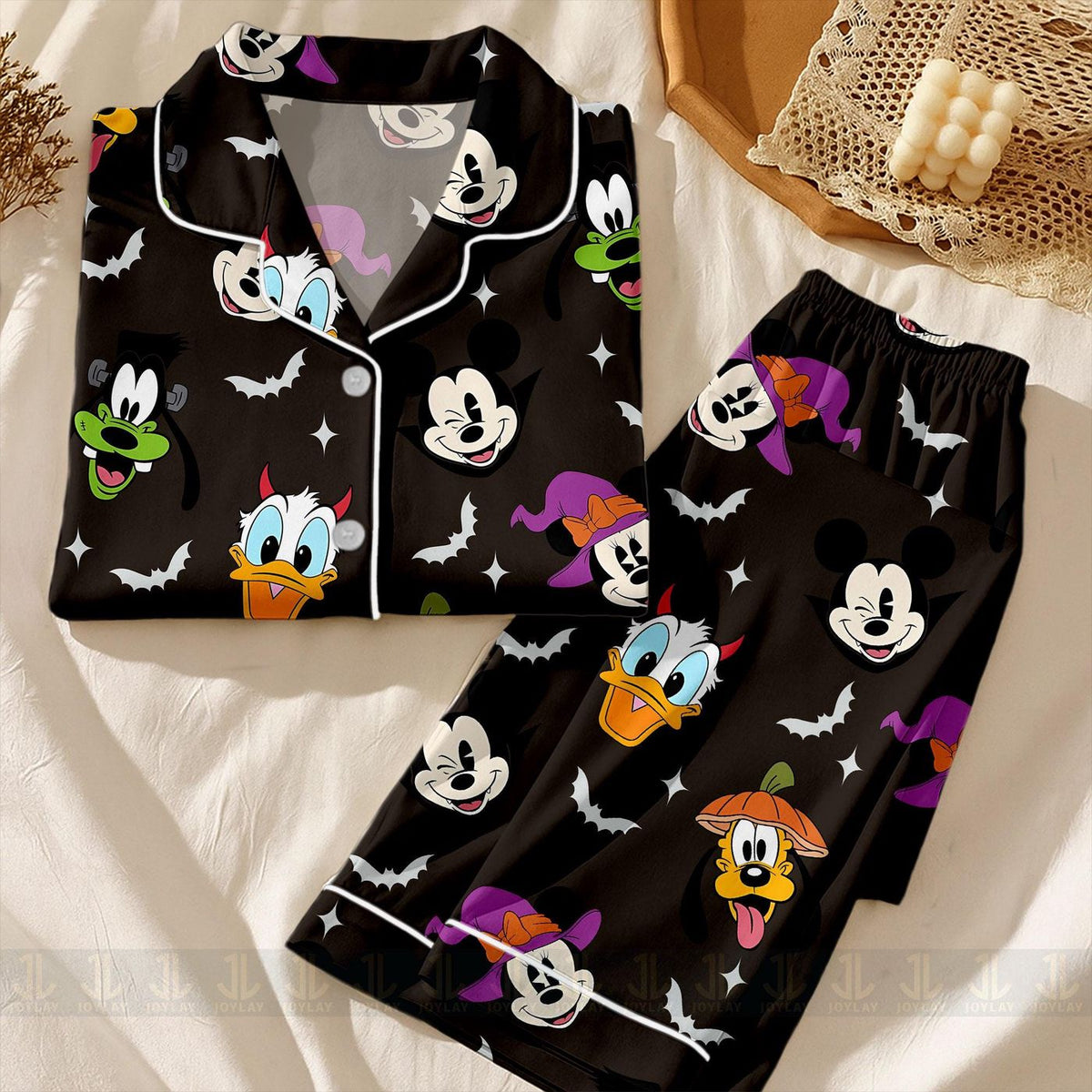 Halloween Kids Mouse Friends Spooky Satin Pajama Set Sleepwear Youth