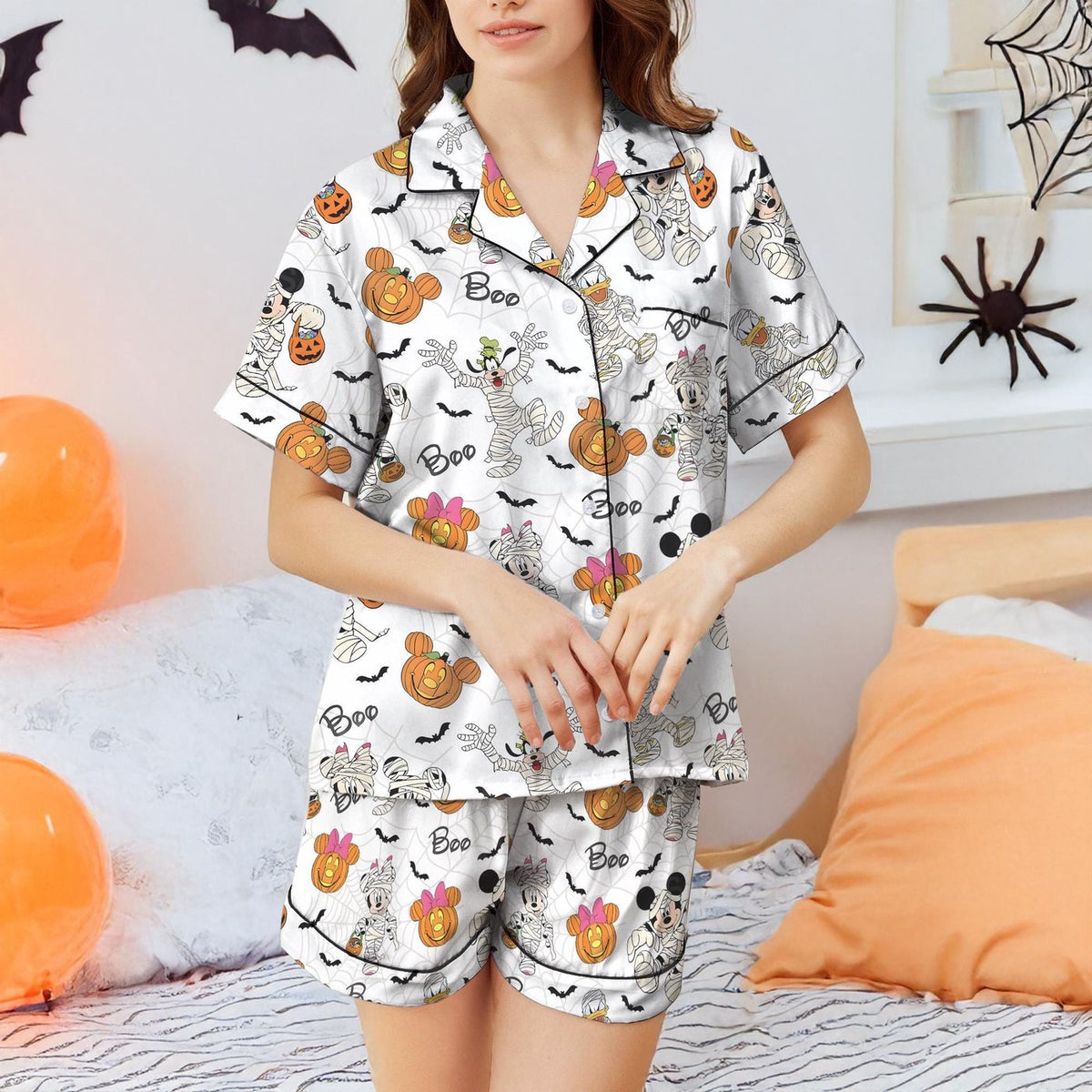 Halloween Mickey & Friends Pajamas Set Kids Sleepwear Spooky Disney Pumpkin