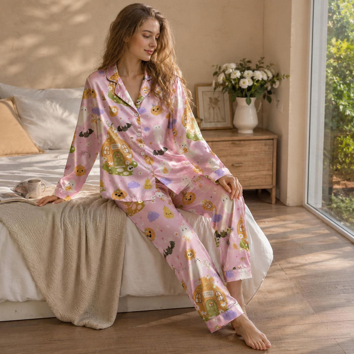 Cozy Halloween Pajamas: Soft Satin Sleepwear for Fall Celebrations