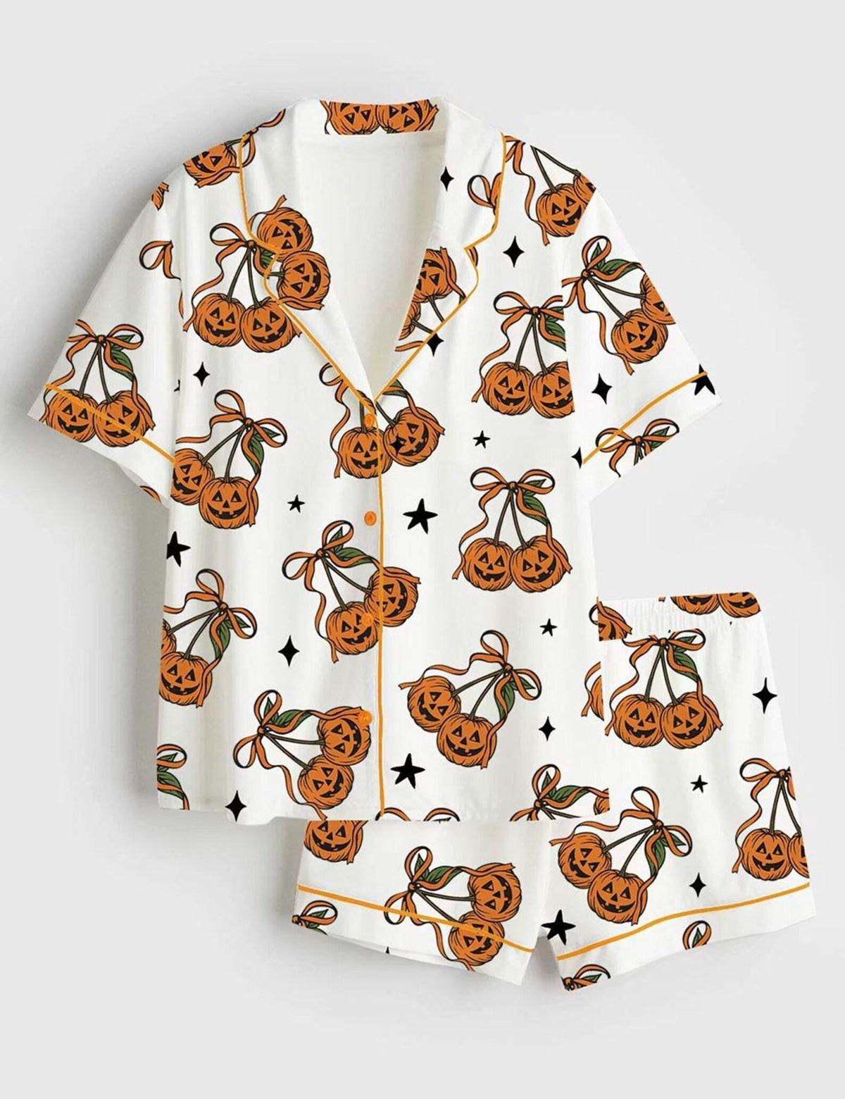 Halloween Pumpkin Women s Pajama Set Cute Jack O Lantern Sleepwear
