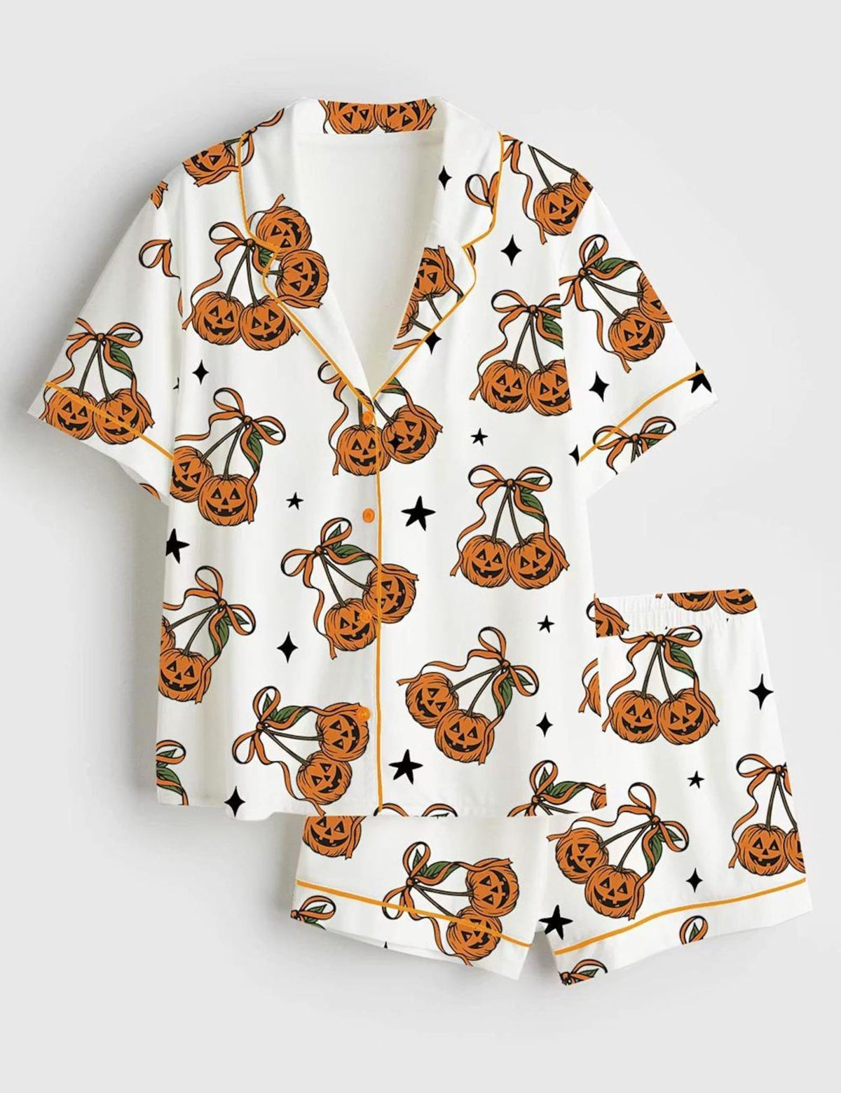 Halloween Pumpkin Women s Pajama Set Cute Jack O Lantern Sleepwear