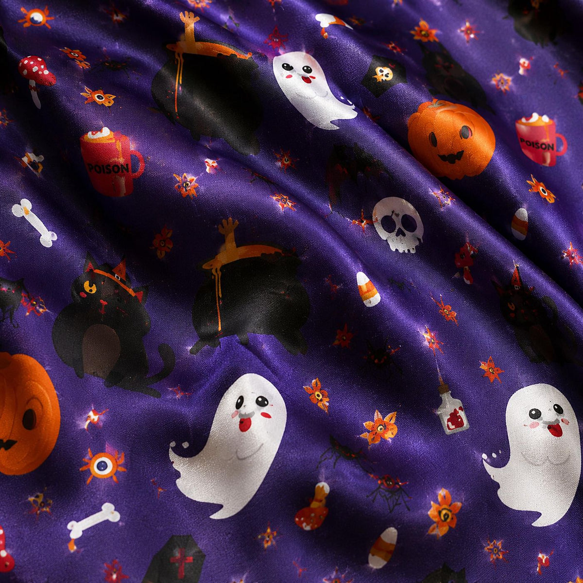 Fall into Fun with Halloween Whimsy Satin Pajamas: Cozy Seasonal Sleepwear