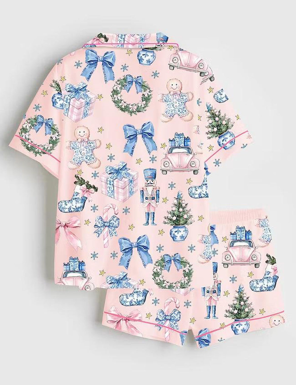 Coquette Chinoiserie Christmas Satin Pajama Set - Holiday Matching Sleepwear