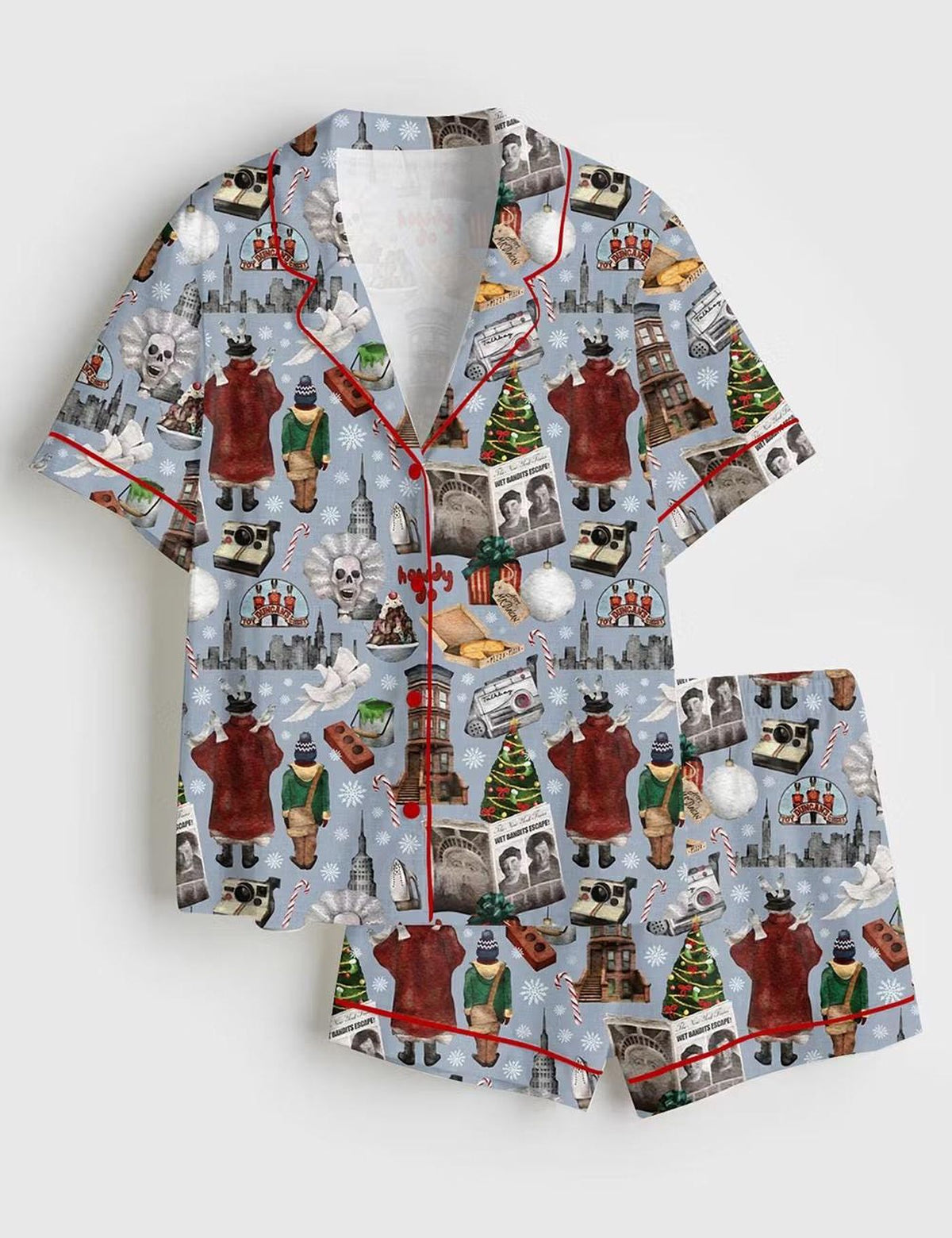 Home Alone Christmas Pajamas - Kevin McCallister Satin PJs Festive Holiday Sleepwear Set