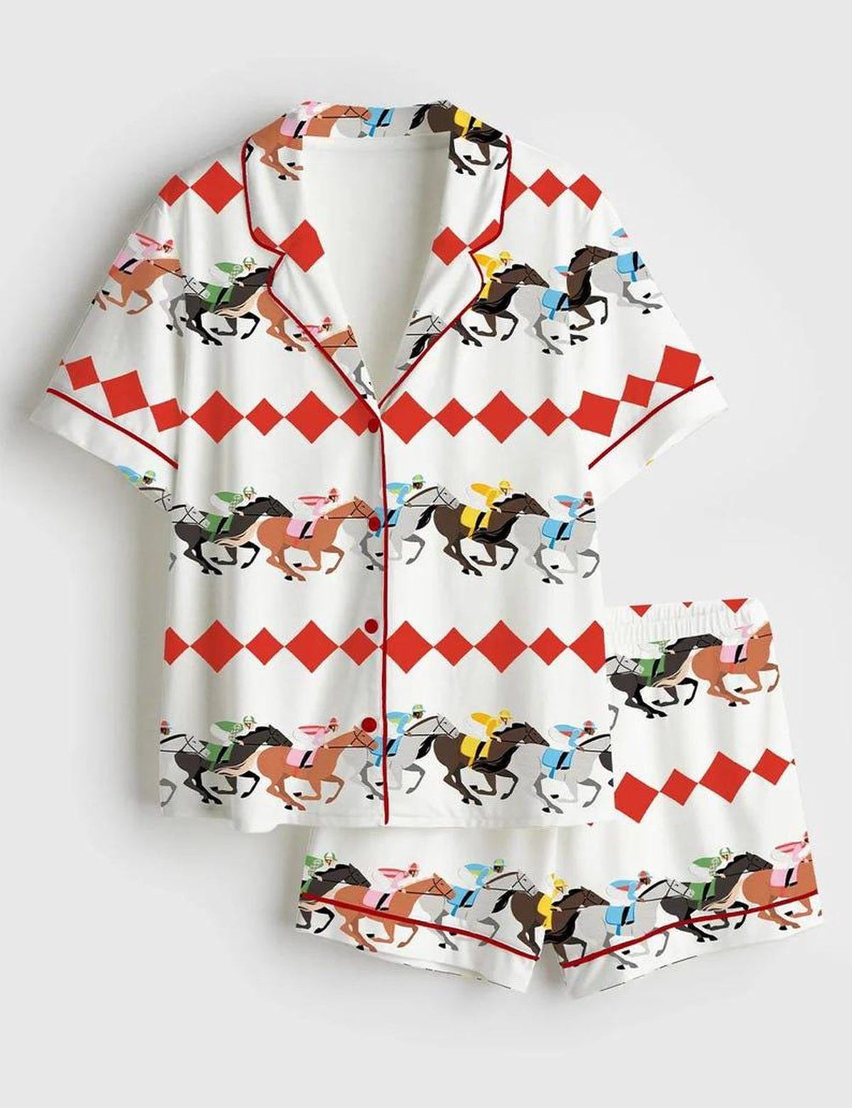 Horse Racing Women s Pajama Set Equestrian Jockey Sleepwear Kentucky Derby