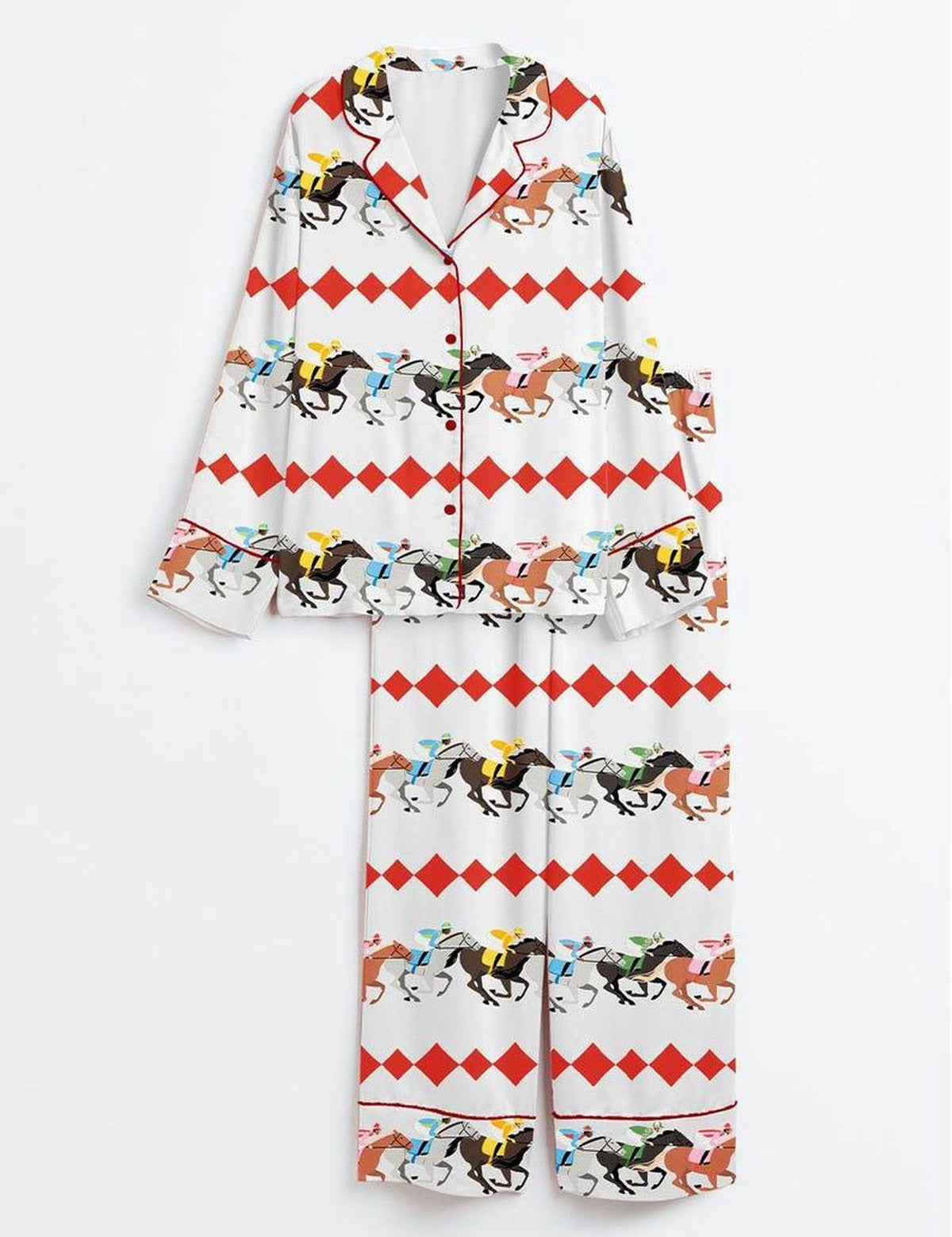 Horse Racing Women s Pajama Set Equestrian Jockey Sleepwear Kentucky Derby