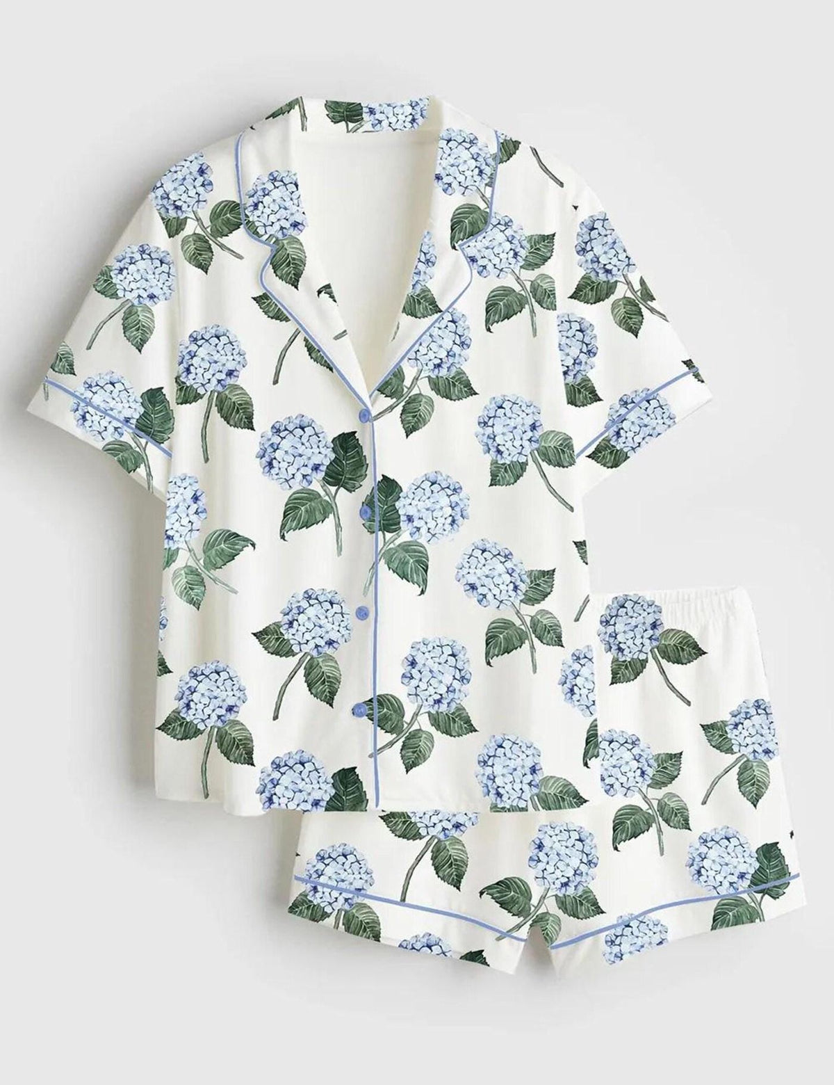 Hydrangea Floral Sleepwear Women Set Garden Flower Pajamas