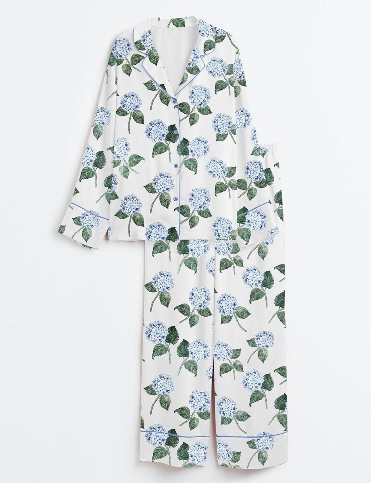 Hydrangea Floral Sleepwear Women Set Garden Flower Pajamas
