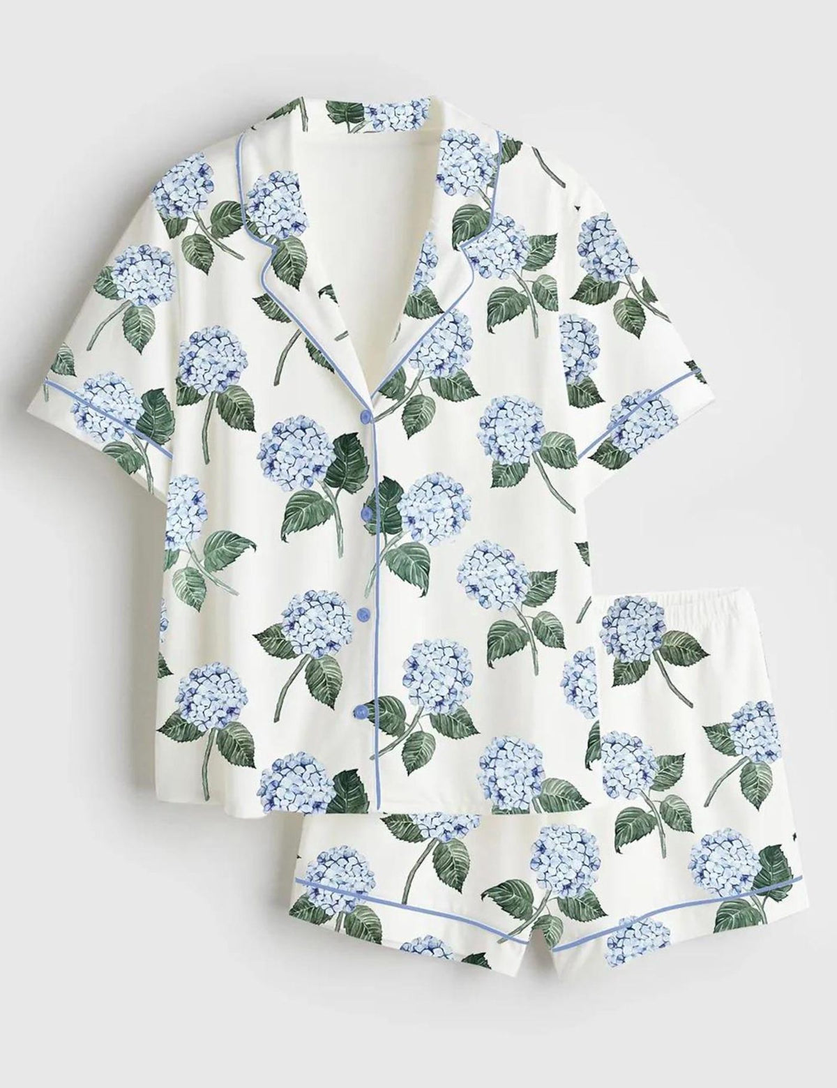 Hydrangea Floral Sleepwear Women Set Garden Flower Pajamas