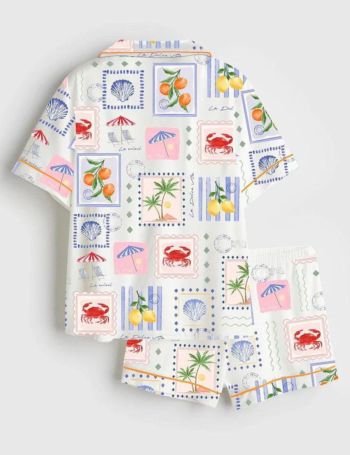 Italian Coast Pajamas Set Women Amalfi Mediterranean Sleepwear Lemon Beach Summer