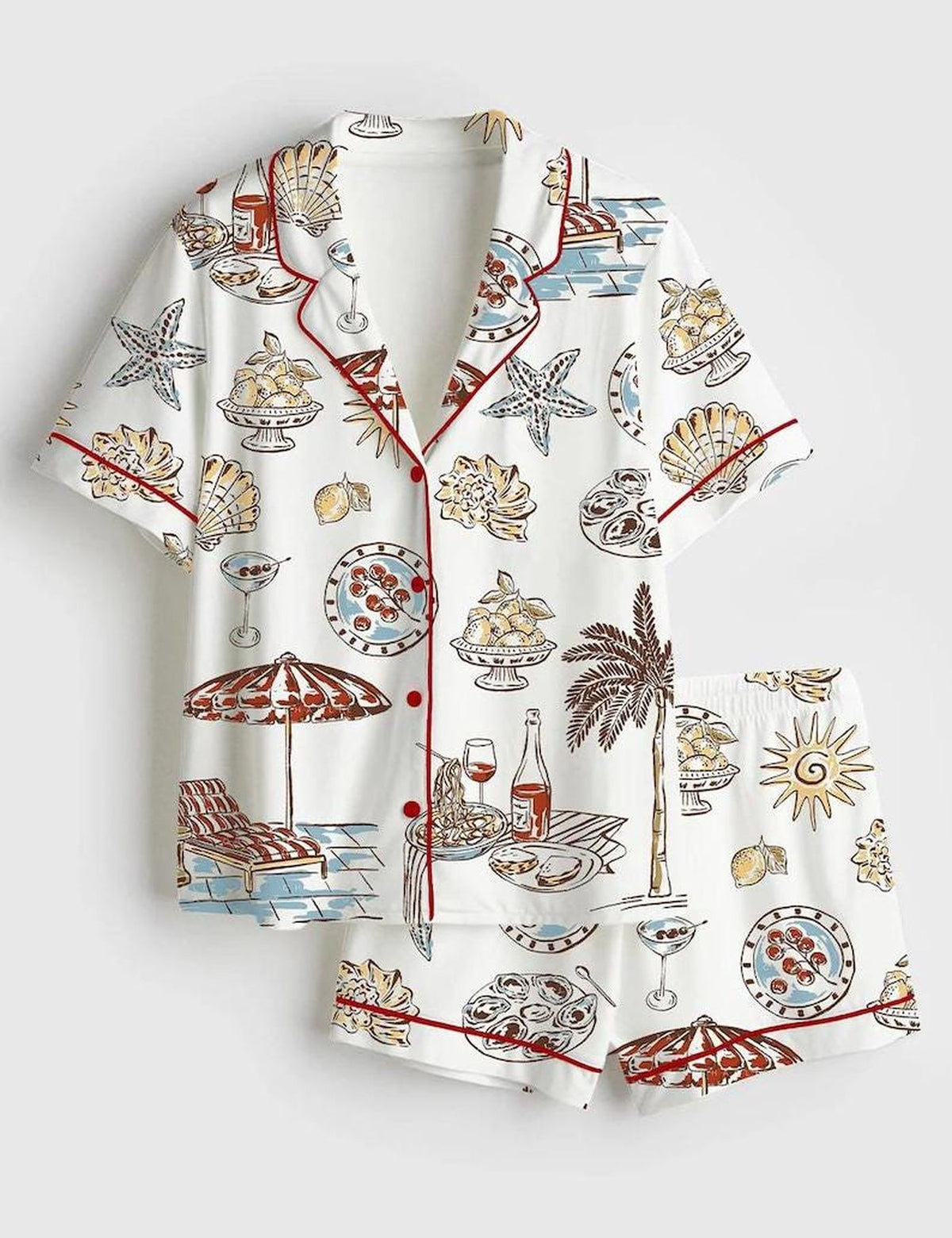 Italian Summer Pajamas Women Set Amalfi Coast Seaside Vacation Sleepwear