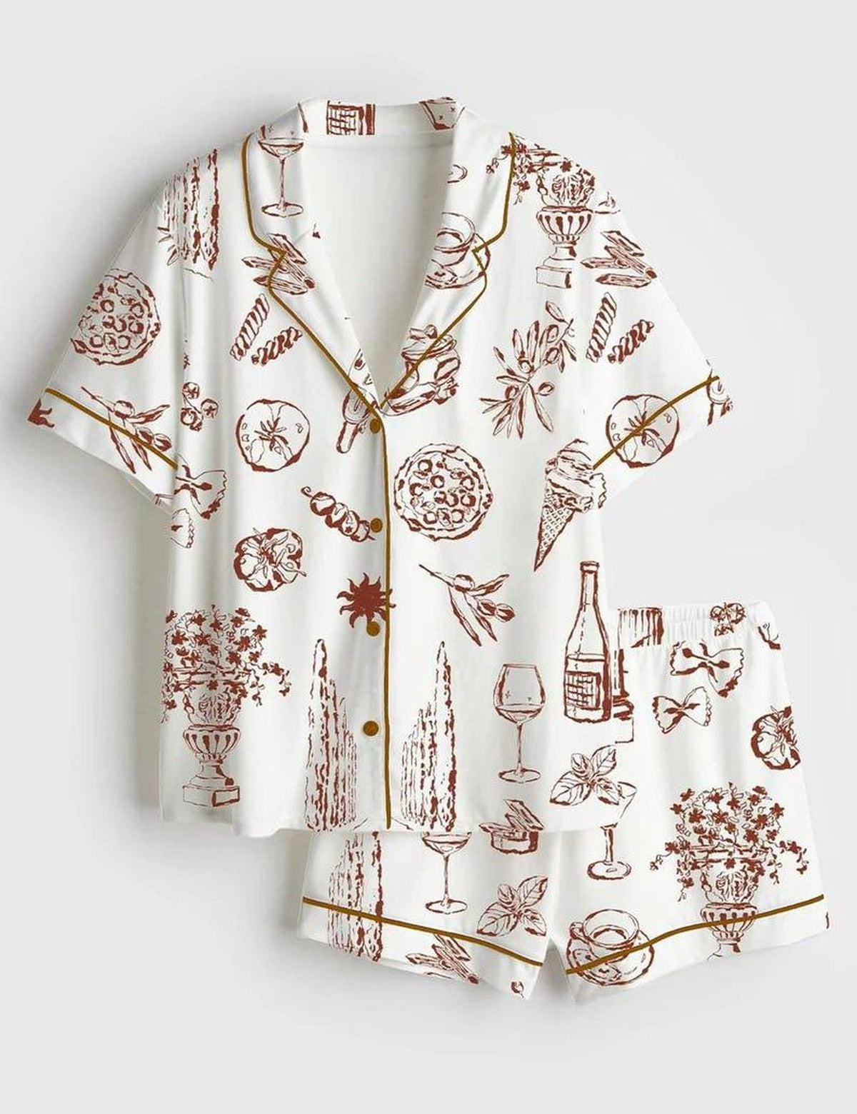 Italian Summer Pajamas Set Women Amalfi Coast European Vacation Sleepwear