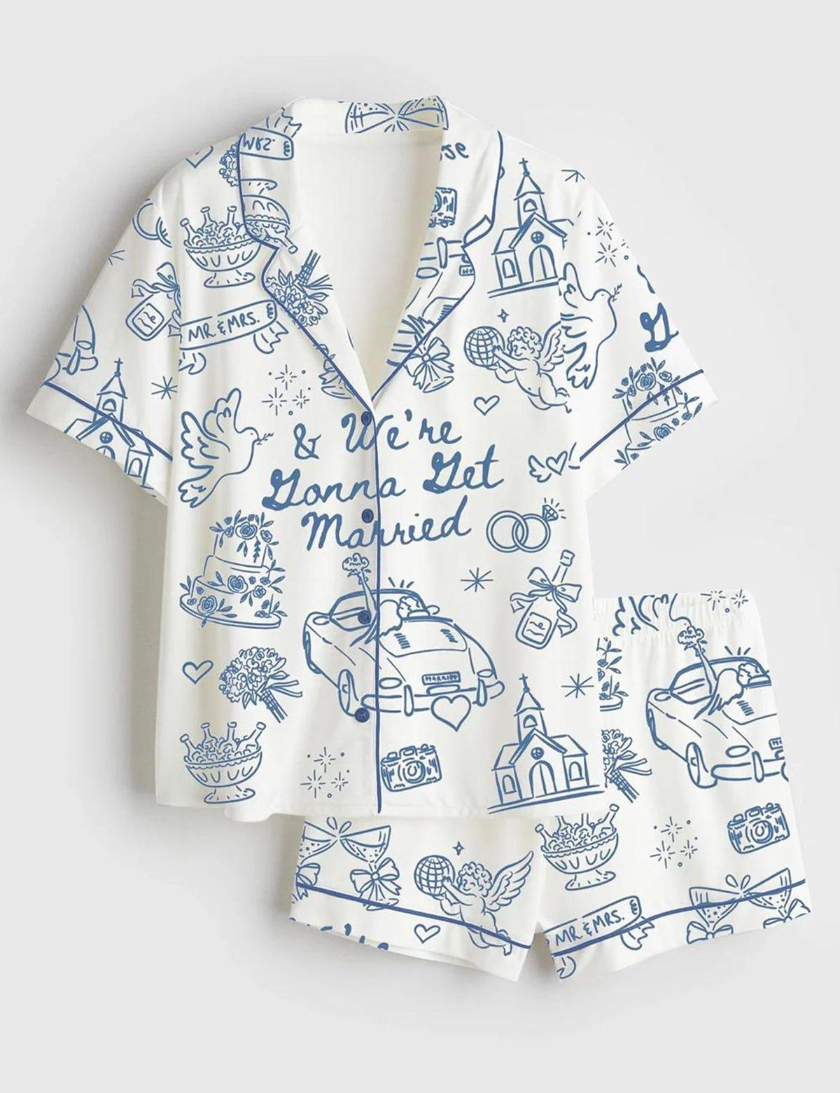 Just Married Wedding Pajama Set Women Newlywed Sleepwear