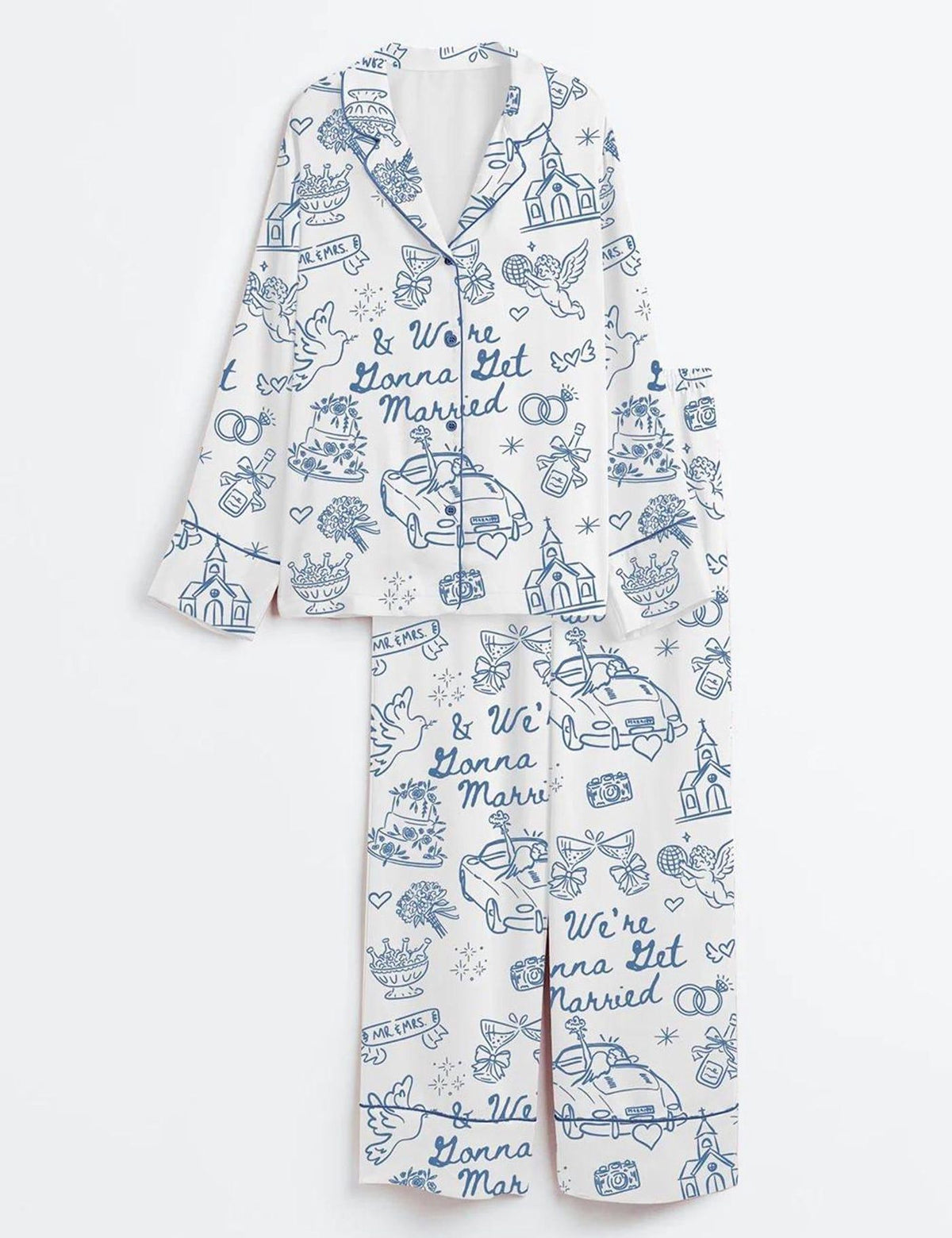 Just Married Wedding Pajama Set Women Newlywed Sleepwear