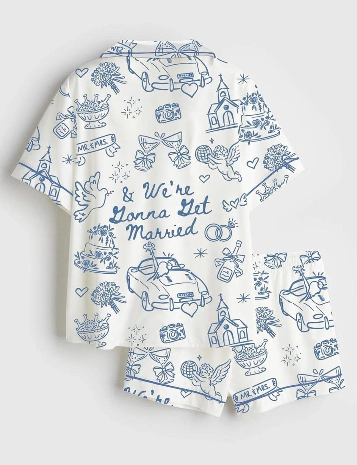 Just Married Wedding Pajama Set Women Newlywed Sleepwear