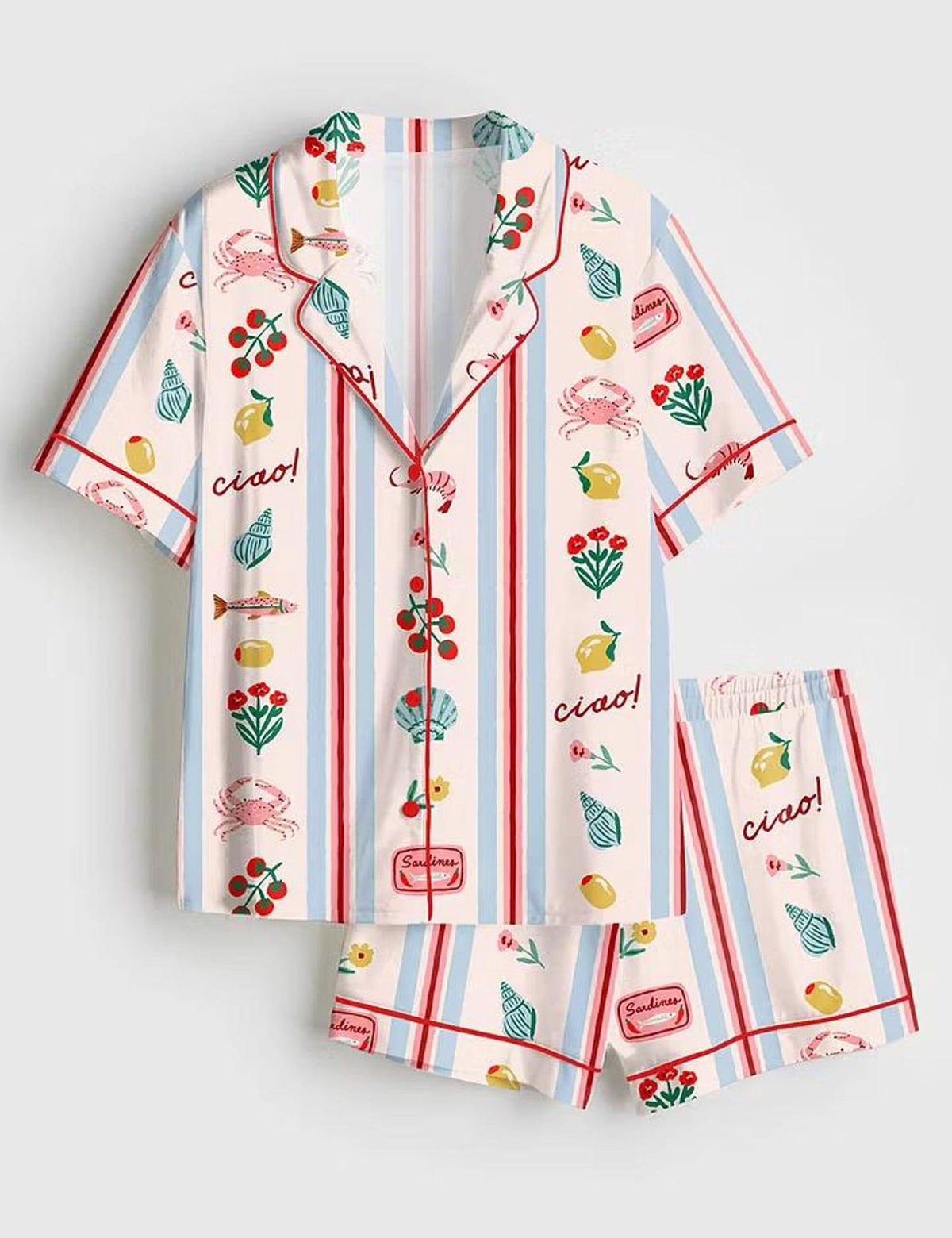 La Dolce Vita Italy Satin Pajamas Women Euro Vacation Loungewear