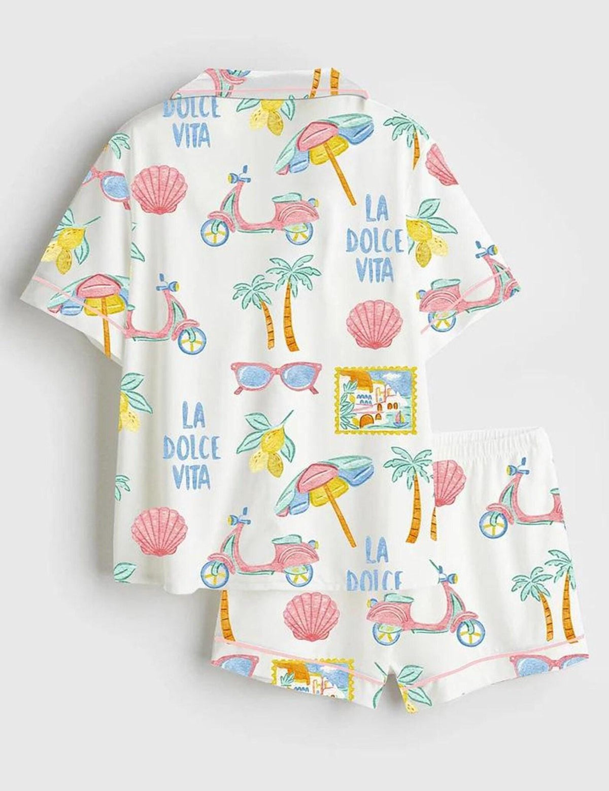 Italian Summer Lemon Print Pajama Set for Women Amalfi Coast Sleepwear