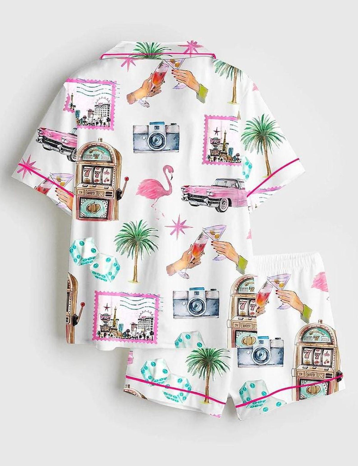 Las Vegas Casino Retro Pink Pajama Set Women Girls Trip Gift