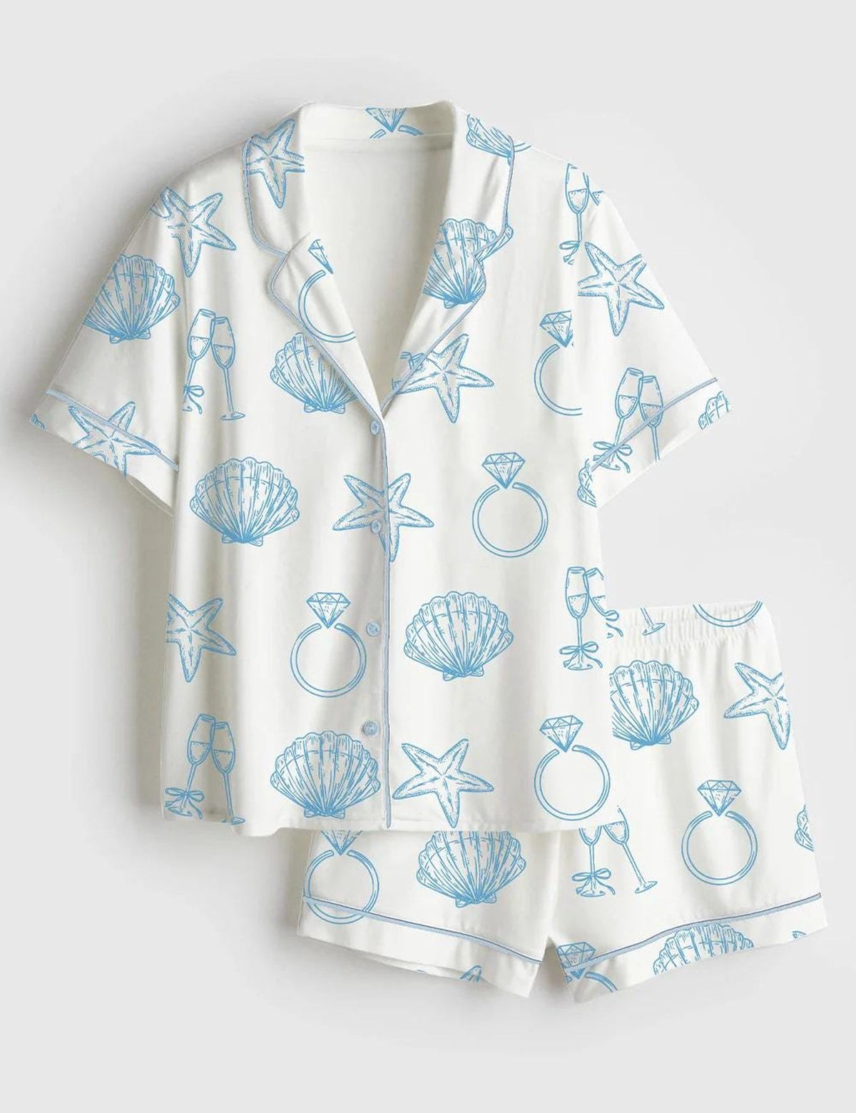 Coastal Bachelorette Pajama Set: Stylish Long Sleeve Satin PJs for Bridal Party - Perfect Gift Idea!