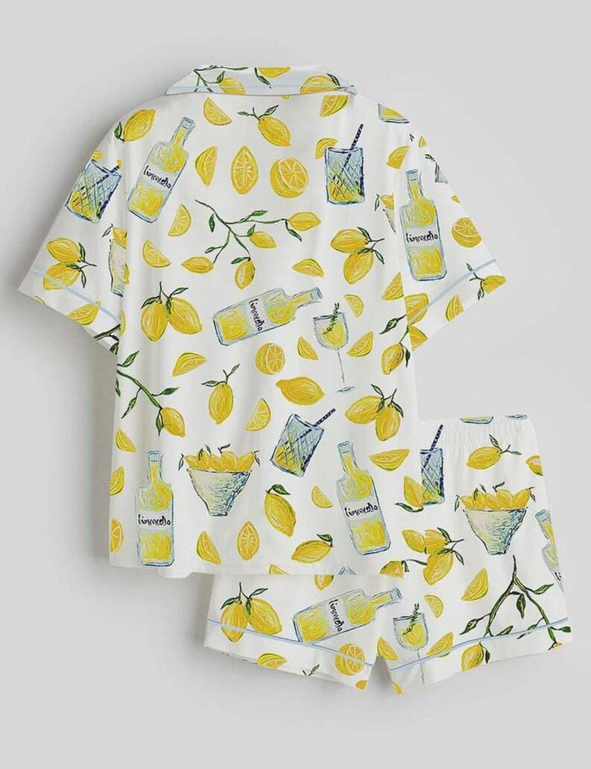 Limoncello Lemon Print Pajama Set Women Summer Sleepwear