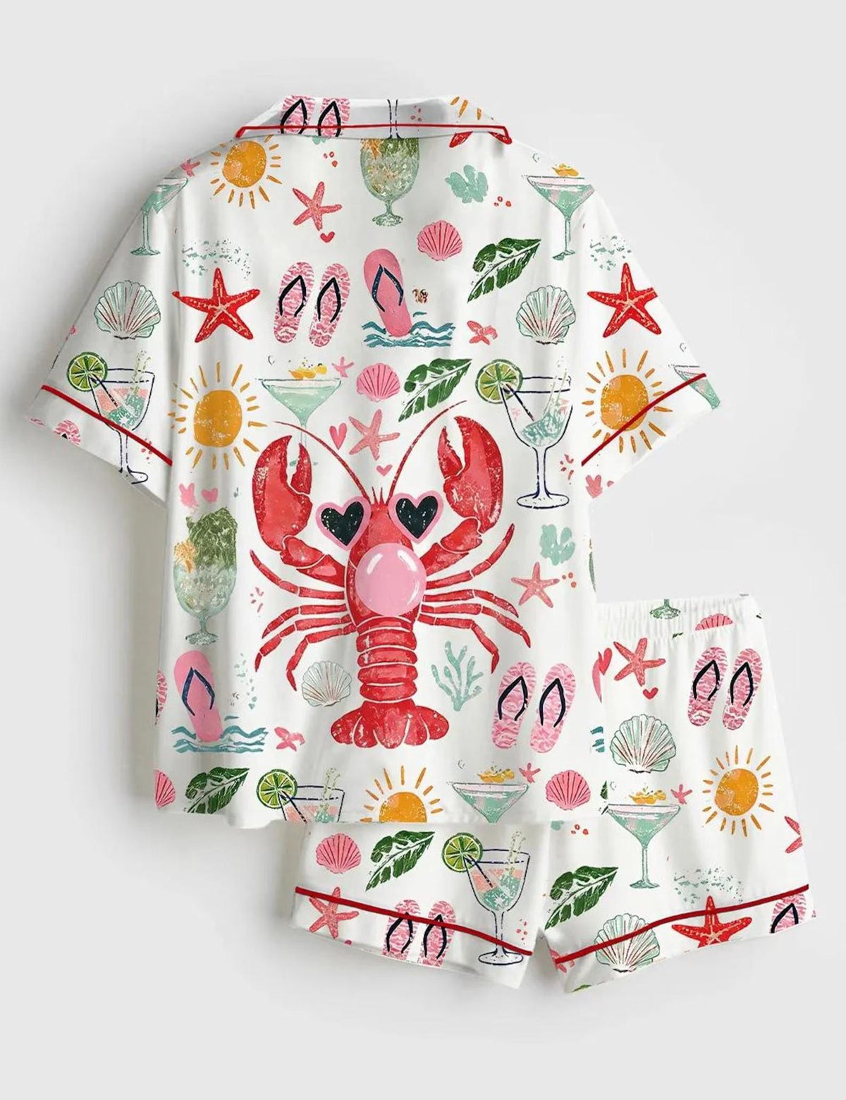 Coastal Nautical Lobster Bubble Pajama Set: Summer Beach Bachelorette Gift