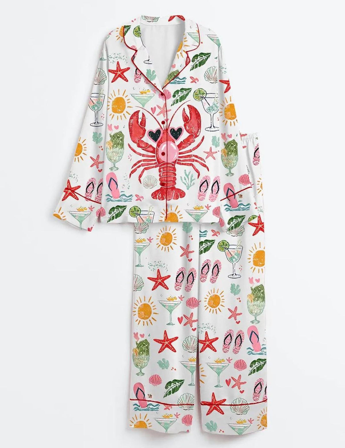 Coastal Nautical Lobster Bubble Pajama Set: Summer Beach Bachelorette Gift