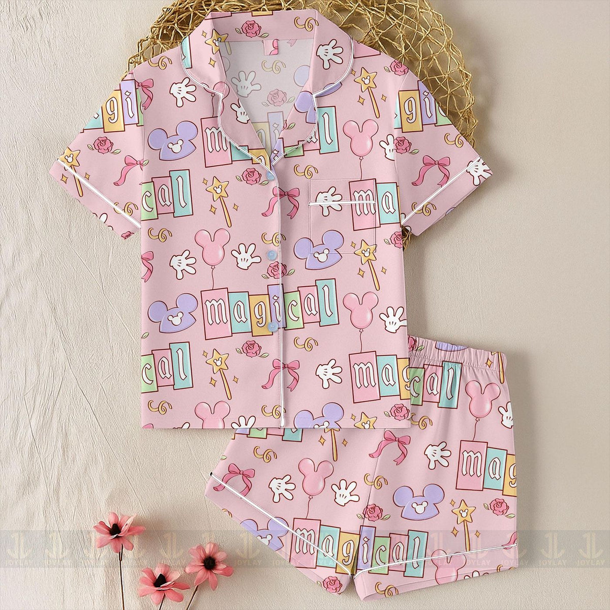 Magical Mouse Coquette Bow Pajamas Set Unisex Long Sleeve Short Styles