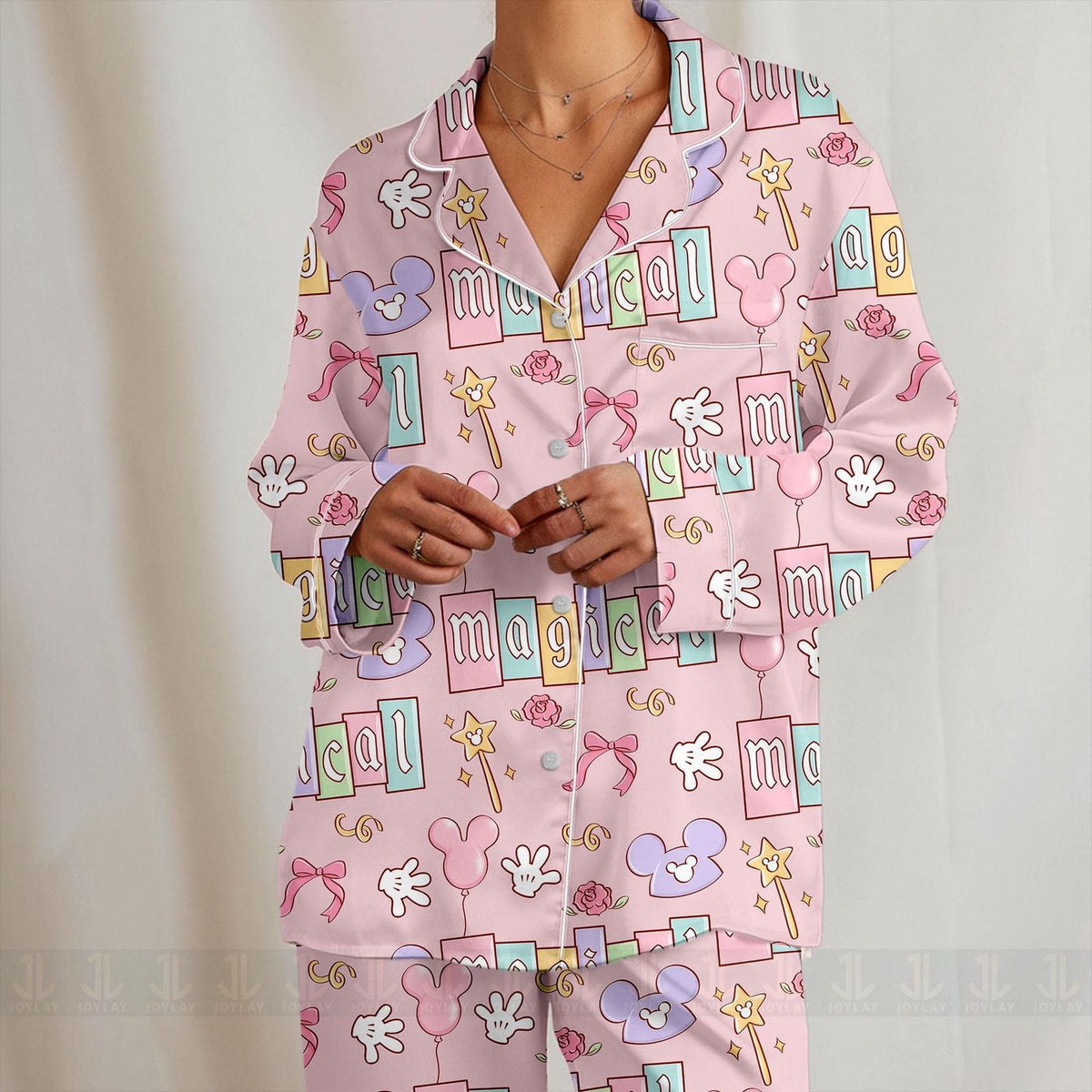 Magical Mouse Coquette Bow Pajamas Set Unisex Long Sleeve Short Styles