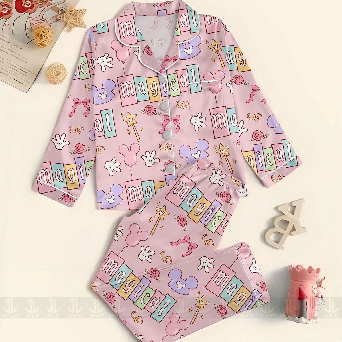 Magical Mouse Coquette Bow Pajamas Set Unisex Long Sleeve Short Styles