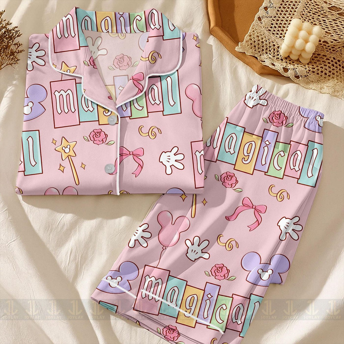 Magical Mouse Coquette Bow Pajamas Set Unisex Long Sleeve Short Styles