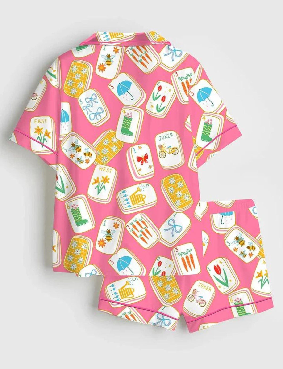 Mahjong Print Pajama Set Women Game Night Gift