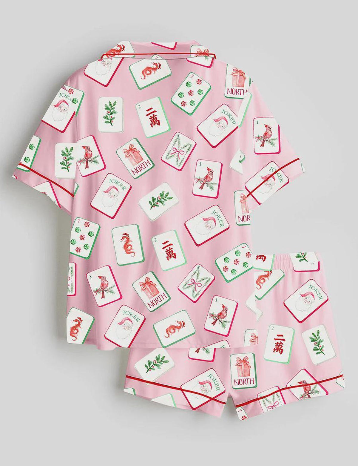 Pink Mahjong Holiday Pajamas - Christmas Sleepwear Loungewear Gift