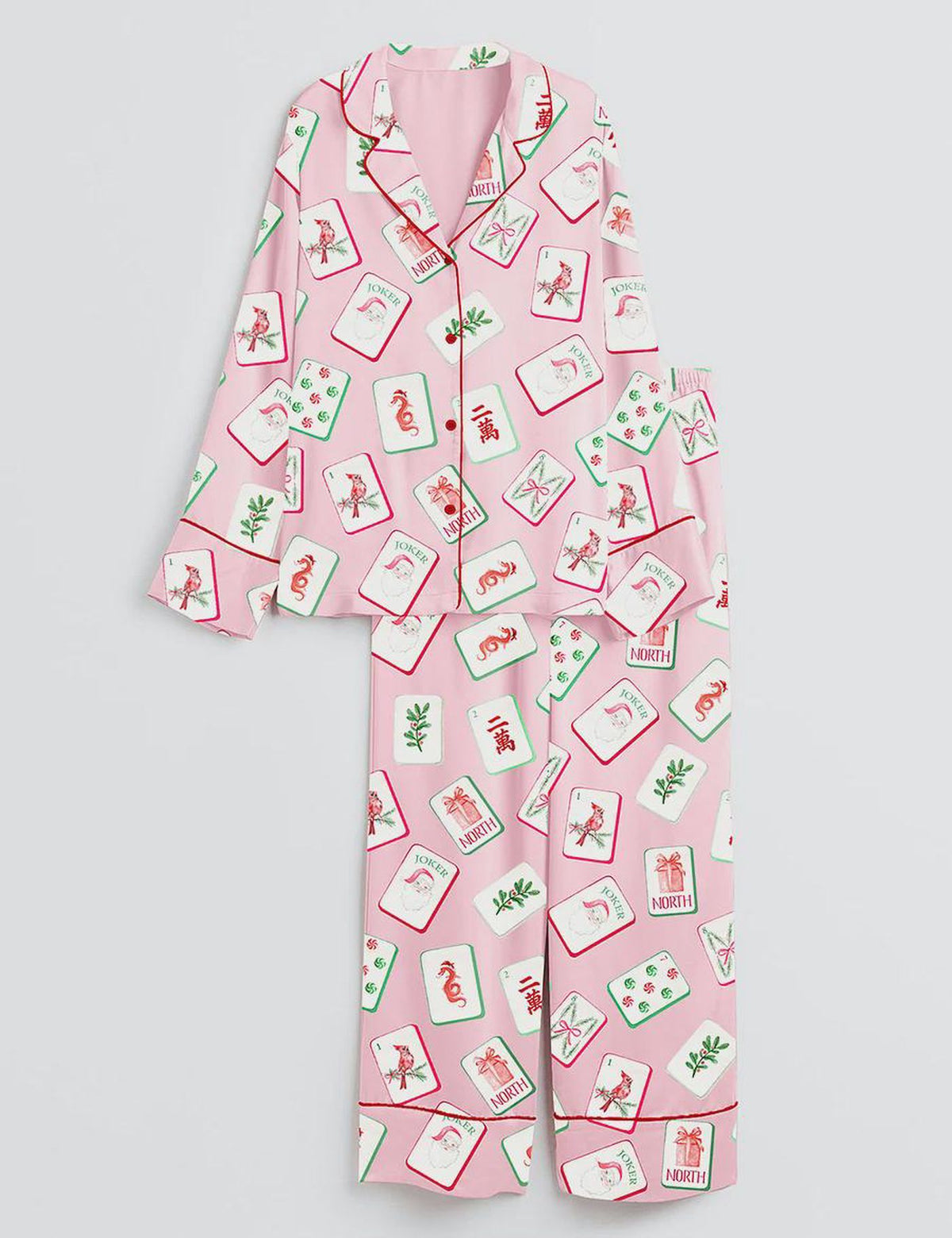 Pink Mahjong Holiday Pajamas - Christmas Sleepwear Loungewear Gift