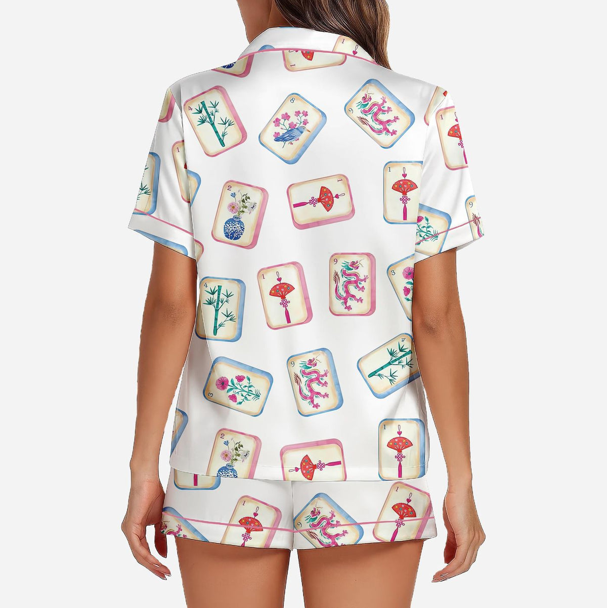 Mahjong Print Women’s Pajama Set - Perfect Gift for Mahjong Lovers
