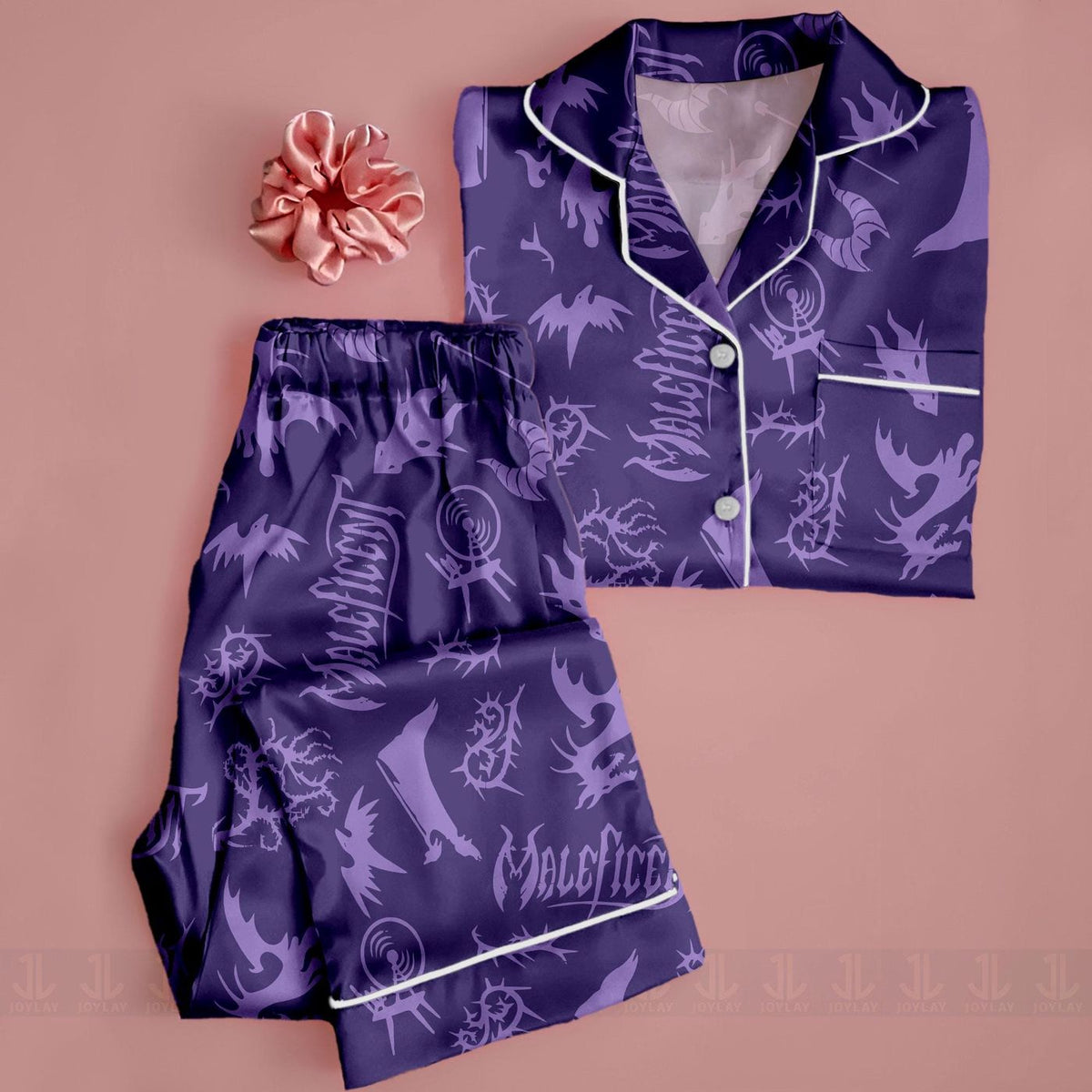 Maleficent Dragon Satin Pajamas Set Unisex Spooky Season Long Sleeve Short