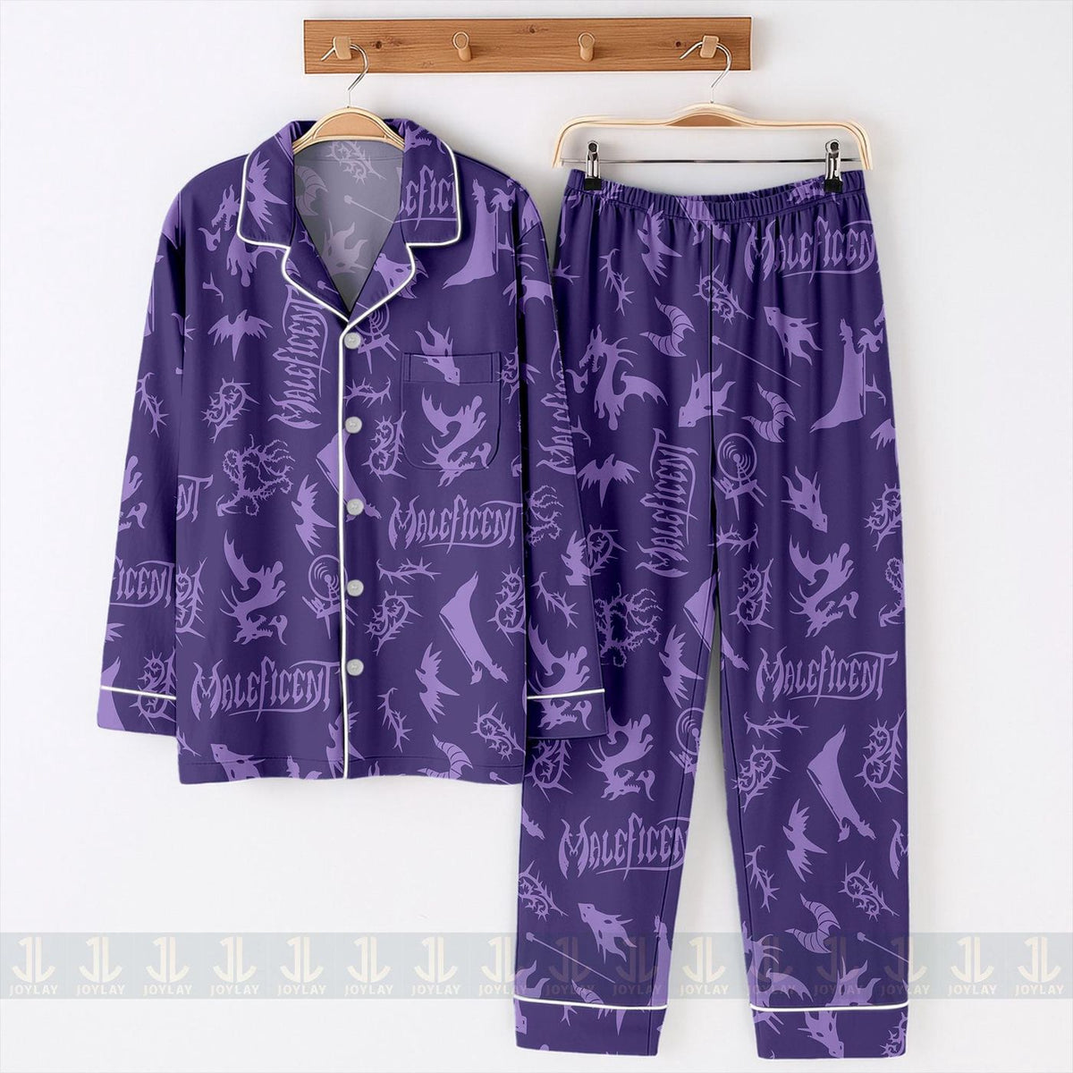 Maleficent Dragon Satin Pajamas Set Unisex Spooky Season Long Sleeve Short