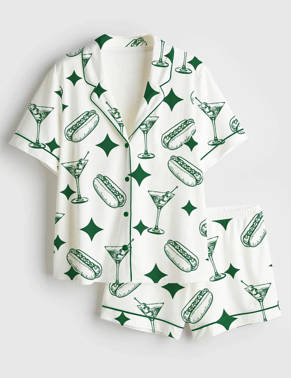 Martini & Weenies Satin Pajama Set - Funny Bachelorette Party Sleepwear for Women
