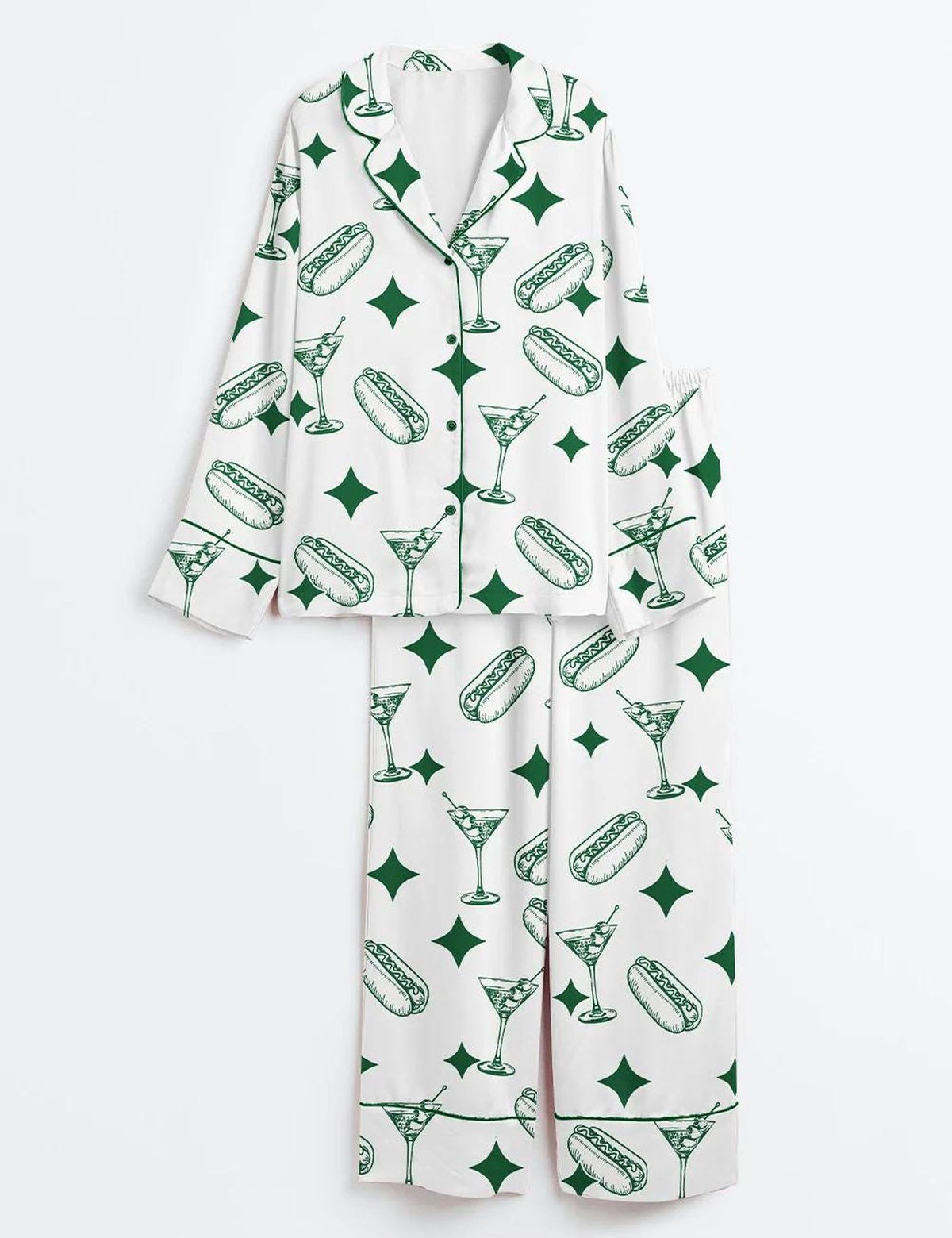 Martini & Weenies Satin Pajama Set - Funny Bachelorette Party Sleepwear for Women