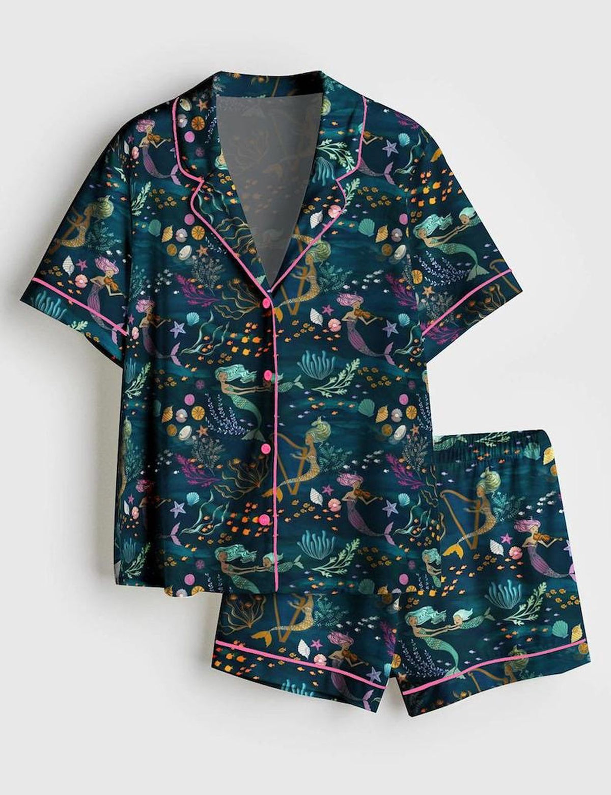 Mermaid Pajamas Set Women Ocean Underwater Sleepwear Gift